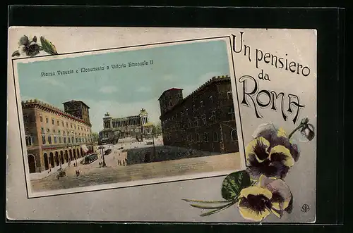 AK Roma, Piazza Venezia e Monumento a Vittorio Emanuele II.