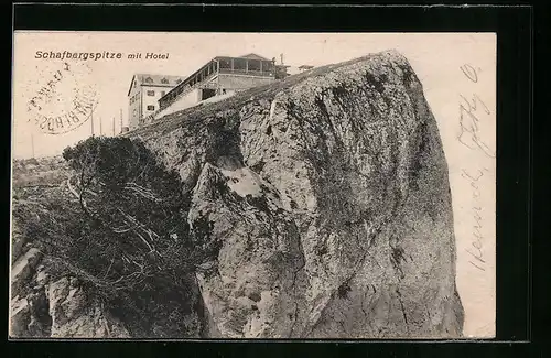 AK Schafbergspitze, Blick zum Hotel