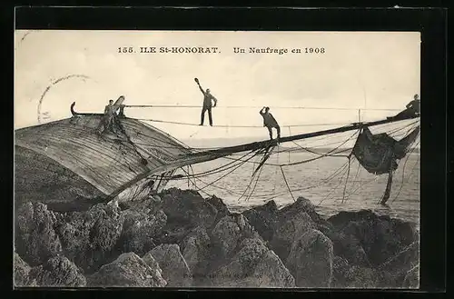 AK Ile Saint-Honorat, Un Naufrage en 1908, Seenotrettung