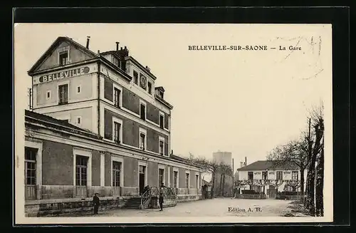 AK Belleville-sur-Saone, La Gare, Bahnhof
