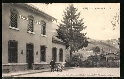 AK Beaujeu, La Gare du P.-L.-M., Bahnhof