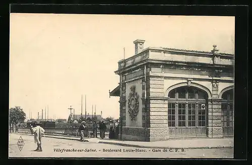 AK Villefranche-sur-Saone, Boulevard Louis-Blance, Gare du C. F. B., Bahnhof