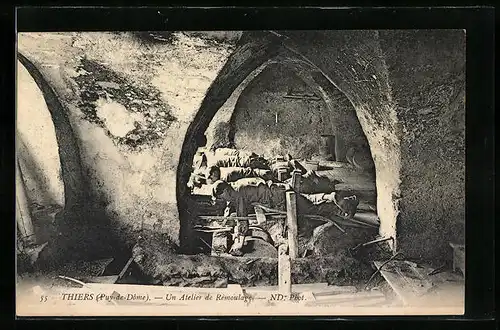 AK Thiers, Un Atelier de Rémoulage, Handwerk, Besteck-Herstellung