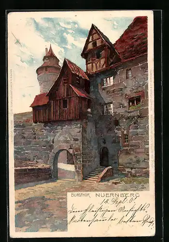 Künstler-AK Karl Mutter: Nürnberg, Burgthor