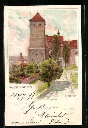 Künstler-AK Karl Mutter: Nürnberg, Heidenturm