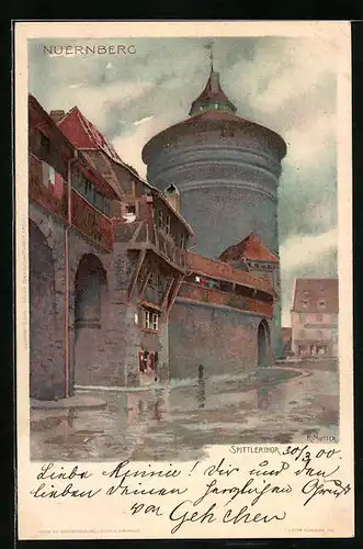 Künstler-AK Karl Mutter: Nürnberg, Spittlerthor