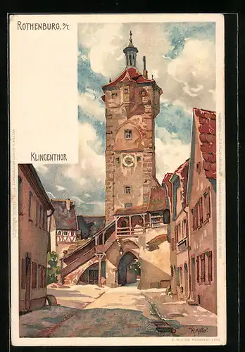 Künstler-AK Karl Mutter: Rothenburg o. T., Klingenthor