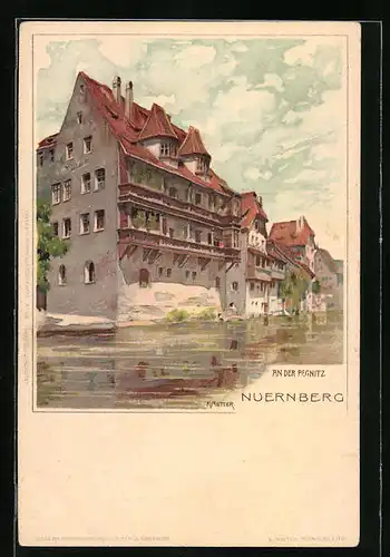 Künstler-AK Karl Mutter: Nürnberg, Partie an der Pegnitz