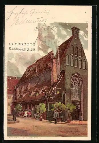 Künstler-AK Karl Mutter: Nürnberg, Gasthaus Bratwurstglöcklein