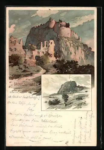 Künstler-AK Karl Mutter: Hohentwiel, Blick zur Burgruine