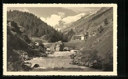 AK Obergurgl, Berg-Bauernhöfe auf dem Weg nach Obergurgl