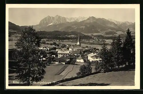 AK Kössen, Gesamtansicht mit Kaisergebirge