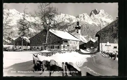 AK Tannheim, Ortspartie mit Kirche im Winter