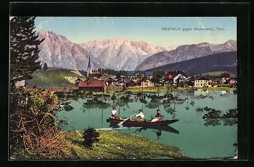 AK Seefeld, Ortsansicht gegen Wetterstein