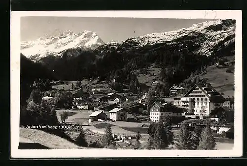 AK Sankt Anton am Arlberg, Ortsansicht aus der Vogelschau