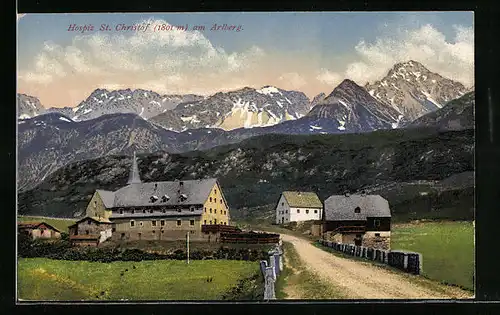 AK Sankt Christoph am Arlberg, Ortspartie mit Hospiz