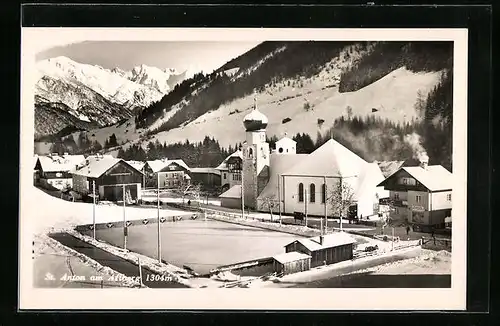 AK Sankt Anton am Arlberg, Ortspartie mit Kirche