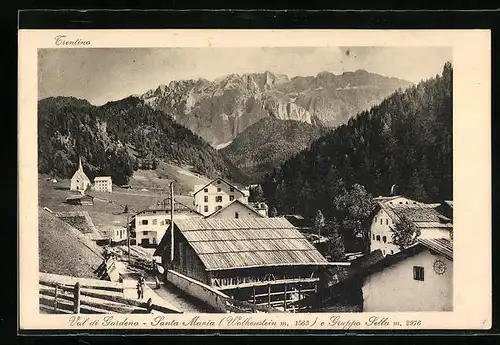 AK Wolkenstein, Ortspartie mit Sellagruppe