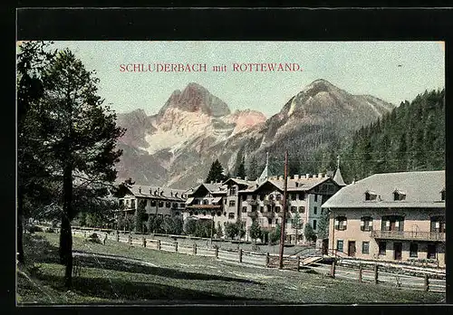 AK Schluderbach / Ampezzotal, Ortspartie mit Rothwand