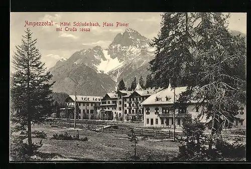 AK Schluderbach / Ampezzotal, Hotel Schluderbach mit Croda rossa