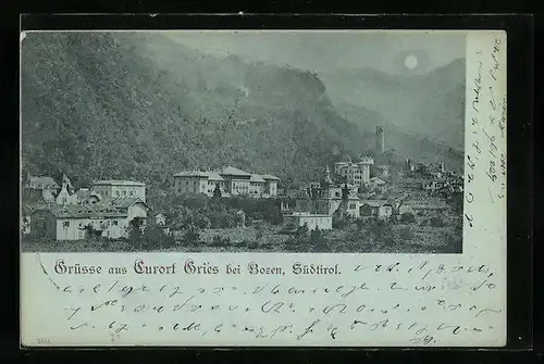 Mondschein-AK Bozen-Gries, Gesamtansicht