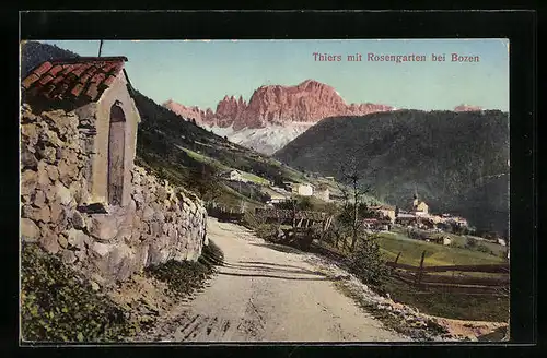 AK Thiers, Wegpartie mit Blick zum Rosengarten