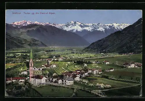 AK Terlan, Ortsansicht gegen die Central Alpen