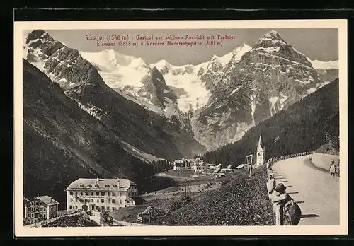 AK Trafoi, Gasthof zur schönen Aussicht mit Trafoier Eiswand und Vordere Madatschspitze