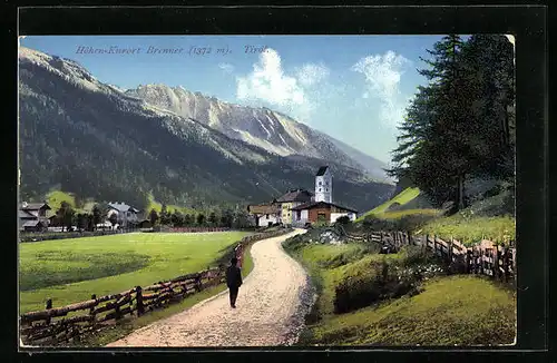 AK Brenner, Strassenpartie, Blick zur Kirche