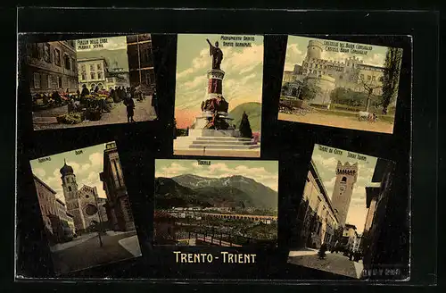 AK Trento, Monumento Dante, Il Duomo, Piazza delle Erbe, Torre di Città, Castello
