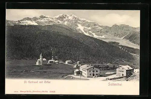 AK Sankt Gertraud, Ortsansicht mit Ortler