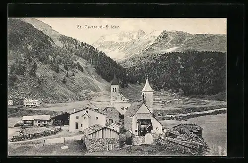 AK Sankt Gertraud, Ortsansicht mit Kirche