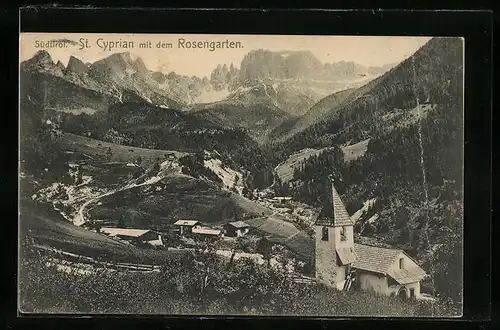 AK Sankt Zyprian, Ortsansicht mit dem Rosengarten