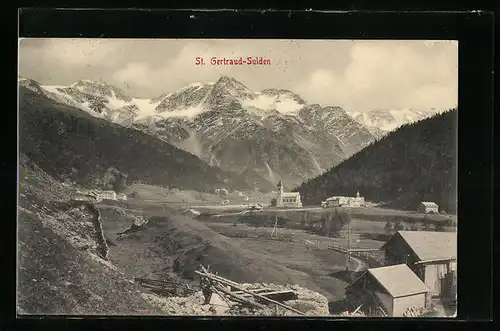 AK Sankt Gertraud, Ortsansicht aus der Vogelschau