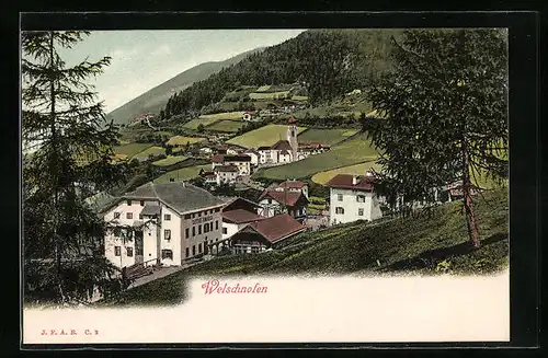 AK Welschnofen, Ortspartie aus der Vogelschau