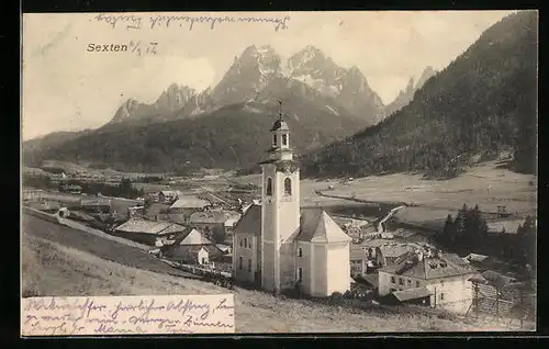 AK Sexten, Ortsansicht mit Kirche