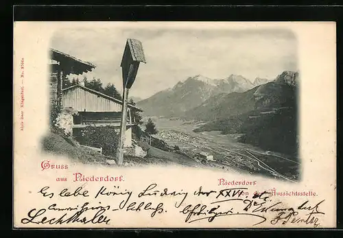 AK Niederdorf, Ortsansicht von der Aussichtsstelle