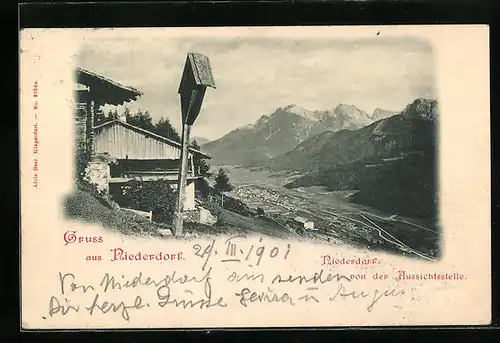 AK Niederdorf, Ortsansicht von er Aussichtsstelle