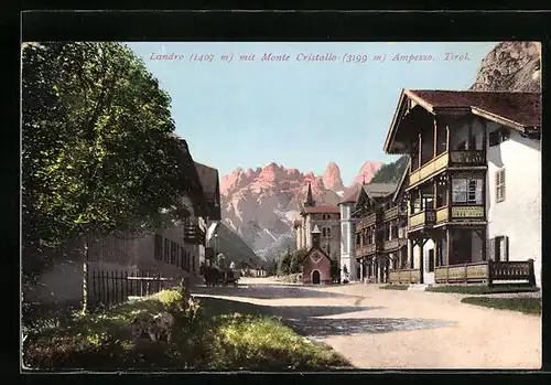 AK Landro, Dorfpartie mit Blick zum Monte Cristallo