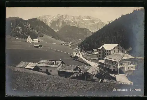 AK Wolkenstein, St. Maria, Ortsansicht aus der Vogelschau