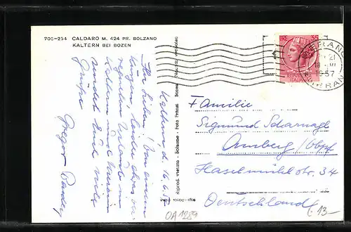 AK Kaltern, Strassenpartie mit Gasthof