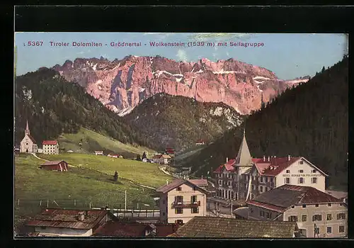 AK Wolkenstein, Ortspartie mit Sellagruppe