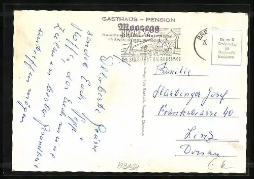 AK Bregenz, Alpengasthof Moosegg am Pfänder, Innenansicht, Terrasse