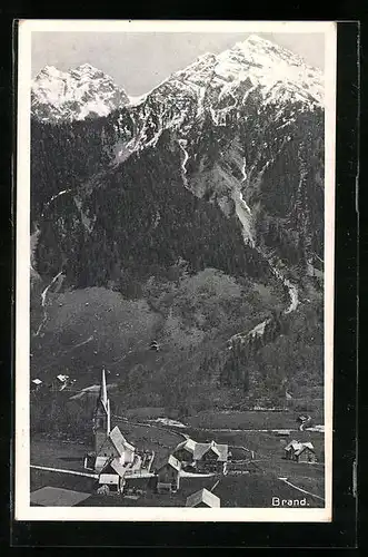 AK Brand, Ortspartie mit Kirche und Berg