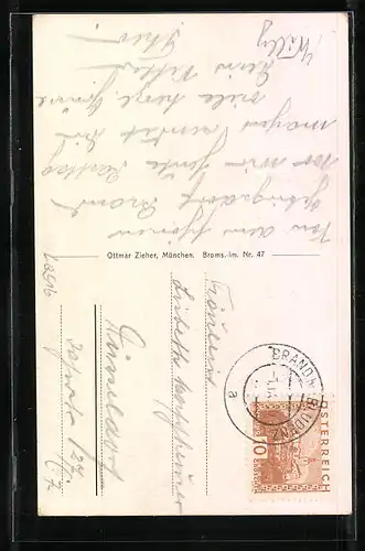 AK Brand, Ortspartie mit Kirche und Berg