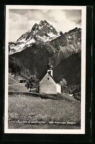 AK Vallula /Montafon, Panorama mit Kapelle
