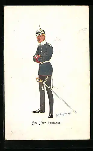 Künstler-AK Fritz Schönpflug: Der Herr Leutnant mit Monokel
