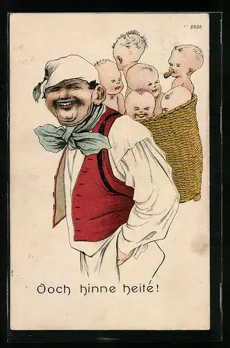 Künstler-AK Bruno Bürger & Ottillie Nr. 6908: Mann mit Babys im Korb