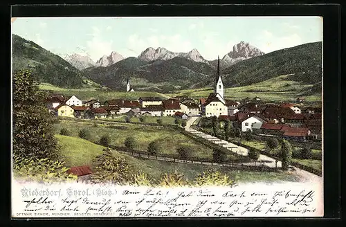 AK Niederdorf, Generalansicht mit Blick auf die Kirche