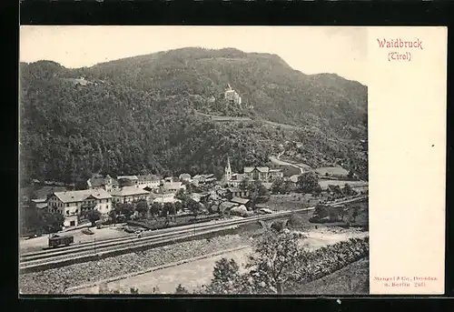 AK Waidbruck, Generalaansicht mit Blick auf den Bahnhof